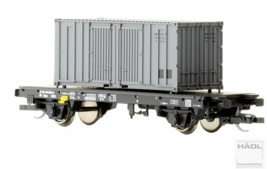 H&auml;dl 113085 - Containertragwagen mit Postcontainer, DR, Ep. IV