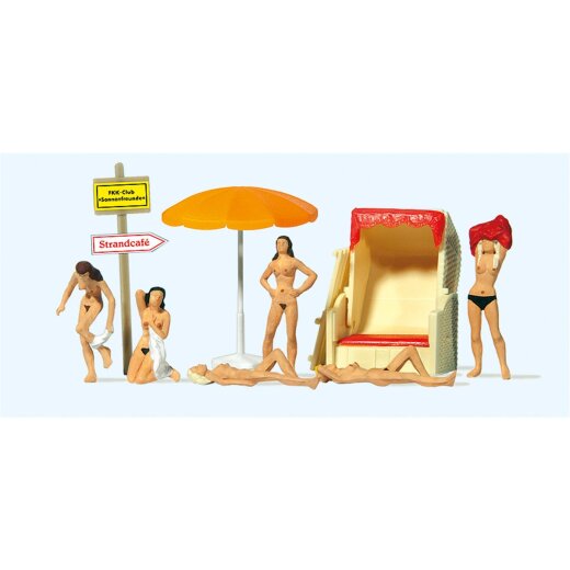 Preiser 10107 - Am FKK-Strand. Standkorb und Zubeh&ouml;r als Bausatz