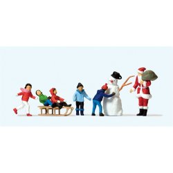 Preiser 10626 - H0 Weihnachtsmann, Kinder, Schne