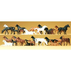 Preiser 14407 - H0 Pferde. 26 Figuren