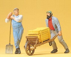 Preiser 45020 - Arbeiter mit Schubkarre, Arbeiter auf...