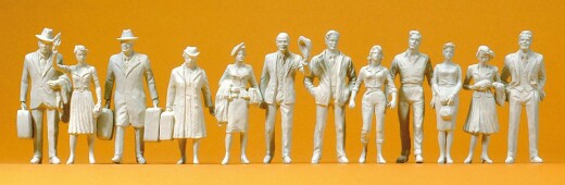Preiser 63000 - Reisende und Passanten. 12 unbemalte Figuren. Bausatz