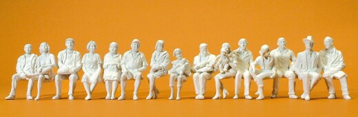 Preiser 63001 - Sitzende Reisende. 15 unbemalte Miniaturfiguren. Bausatz