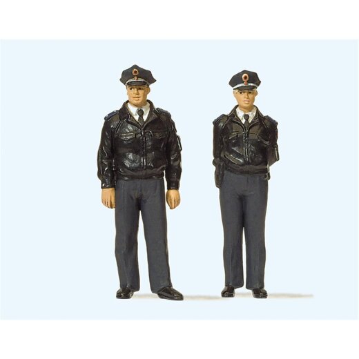 Preiser 63101 - Spur 1 Polizisten stehend. Blaue Uni