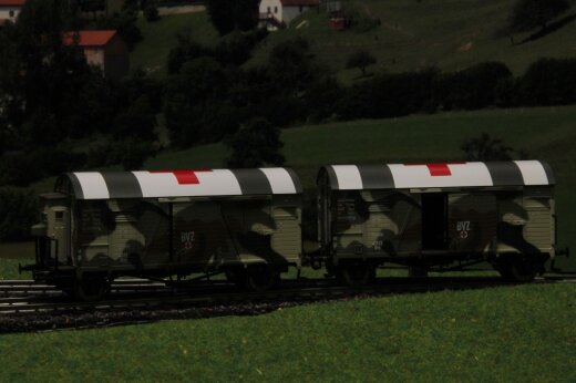 Exact-Train EX20262 - H0 DRG Oppeln GRS G&uuml;terwagen (Camouflage rotes Kreuz) (Bremserhaus/Gleitlager) (EX20262A), DRG Oppeln GRS G&uuml;terwagen (Camouflage rotes Kreuz) (Gleitlager)(EX20262B)