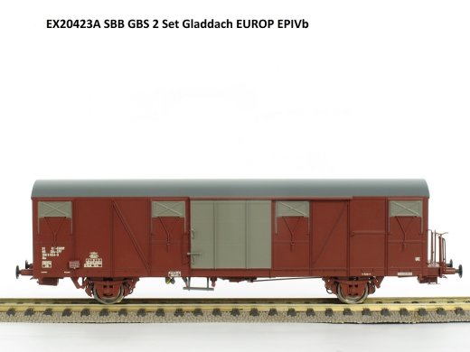 Exact-Train EX20423 - H0 SBB Gbs 2er-Set G&uuml;terwagen Gbs 0185 150 0824-3 Epoche IVb(EX20423A), SBB G&uuml;terwagen Gbs 0185 150 1547-9 Epoche IVb(EX20423B)