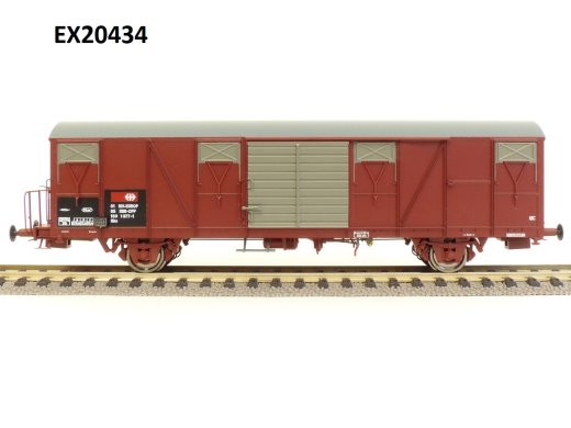 Exact-Train EX20434 - H0 SBB Gbs G&uuml;terwagen EUROP mit kleinem SBB Emblem, glattem Dach und T&uuml;ren mit Sicken Epoche V