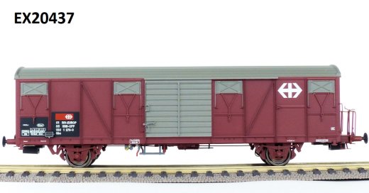 Exact-Train EX20437 - H0 SBB Gbs G&uuml;terwagen EUROP mit grossem und kleinem SBB Emblem, geripptem Dach und T&uuml;ren mit Sicken  Epoche V