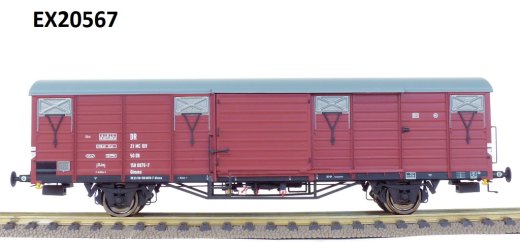 Exact-Train EX20567 - H0 DR G&uuml;terwagen Glmms 14.05 Ausfuhrung 1968, 7 Sicken mit Beladung, Epoche Iva (zu &ouml;ffnende T&uuml;ren)