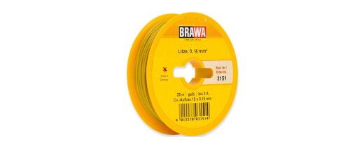 Brawa 3151 - Schaltlitze 0,14 mm&sup2;, 25 m Spule, gelb