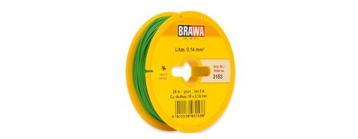 Brawa 3153 - Schaltlitze 0,14 mm&sup2;, 25 m Spule, gr&uuml;n