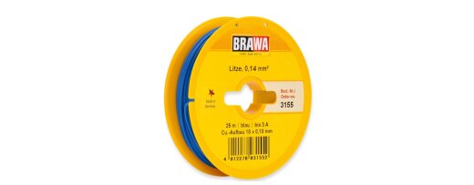 Brawa 3155 - Schaltlitze 0,14 mm&sup2;, 25 m Spule, blau