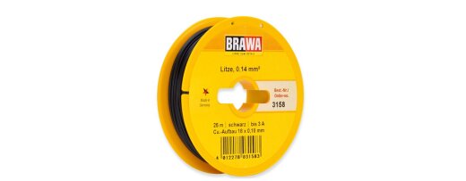 Brawa 3158 - Schaltlitze 0,14 mm&sup2;, 25 m Spule, schw.