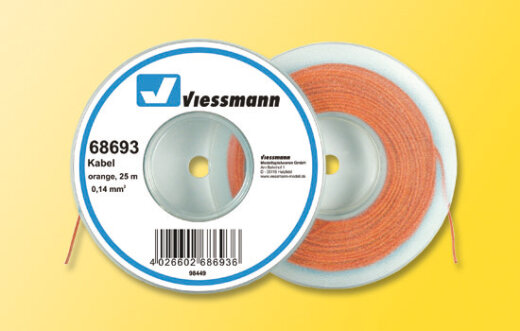 Viessmann 68693 - Kabel auf Abrollspule 0,14 mm&sup2;, orange, 25 m