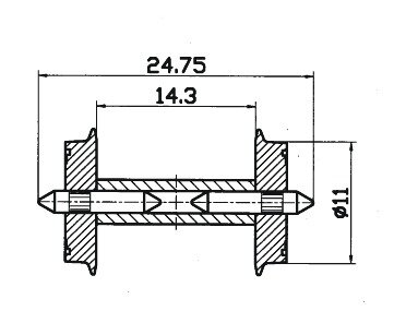 Roco 40192 -  Radsatz 11mm get. Achse   1 Pa