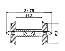 Roco 40192 -  Radsatz 11mm get. Achse   1 Pa
