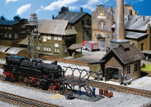 Faller 120139 - H0 Kompressorhaus, Rohrblasger&uuml;st, Sch&uuml;rhakengestell