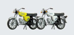 KRES 10161 - H0 Komplettmodelle 2x Simson S51, wei&szlig; und schwefelgelb