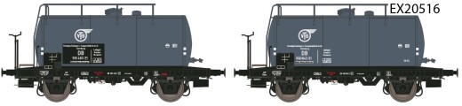 Exacttrain EX20516 - 2er-Set DB 24m3 Einheitsbauart Leichtbau-Kesselwagen VTG Altes- Emblem (Ohne Bremserhaus) Ep. IIIb