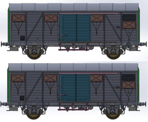 Exact-Train EX20924 - H0 2-er Set SNCF Gs mit franz&ouml;sischen Lager und franz&ouml;sischen Speichernr&auml;der Rotbraun Epoche IV