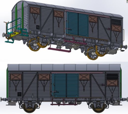 Exact-Train EX20925 - H0 2-er Set SNCF Gs mit franz&ouml;sischen Lager und franz&ouml;sischen Speichernr&auml;der Rotbraun (1 Wagen mit Bremserb&uuml;hne)  Epoche IV