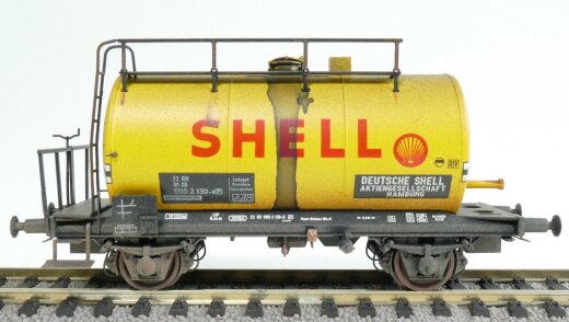 Exacttrain EX22057 - DB 30m3 Uedinger Kesselwagen Gelb Shell (Verschmutzt) Ep. IV