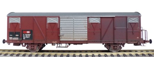 Exact-Train EX22068 - H0 SBB Gbs G&uuml;terwagen EUROP mit kleinem SBB Emblem, geripptem Dach und T&uuml;ren mit Sicken Epoche V (Verschmutzt)