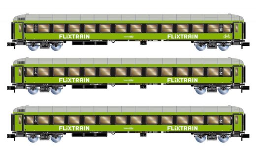 Lemke-Collection LC95006 - N 3er Set Personenwagen, Flixtrain, Ep.VI