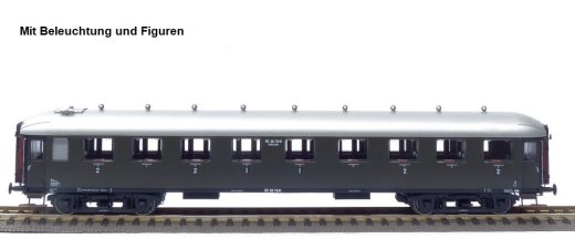 Exact-Train EX10040 - H0 NS AB7522 oliv gr&uuml;n, silbernes Dach mit Beleuchtung und figuren