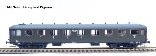Exact-Train EX10041 - H0 NS AB7544 oliv gr&uuml;n, graues Dach mit Beleuchtung und figuren