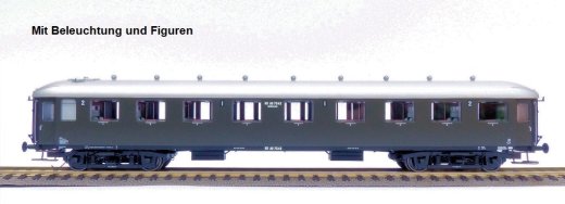 Exact-Train EX10042 - H0 NS AB7542 oliv gr&uuml;n, silbernes Dach. Hohes Klassenbord mit Beleuchtung und figuren