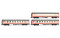 Arnold HN4454 - N RENFE, 3-tlg. Set Reisezugwagen 5000 in &bdquo;Regionales&quot;-Lackierung, bestehend aus 1 x &bdquo;Manso&quot;-Wagen und 2 x Abteilwagen, Ep. V