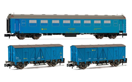 Arnold HN4457 - N RENFE, 3-tlg. Set &bdquo;Tajo de V&iacute;a&quot; in blauer Lackierung, bestehend aus 1 x Wagen 5000 und 2 x J3, Ep. IV-V