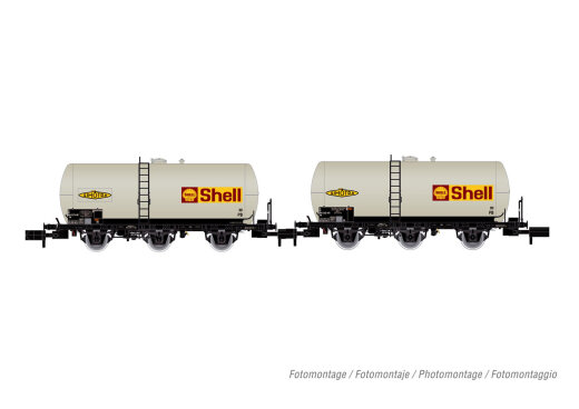 Arnold HN6609 - N SNCF, 2-tlg. Set 3-achs. Kesselwagen Uh, &bdquo;Shell&quot;, Ep. IV