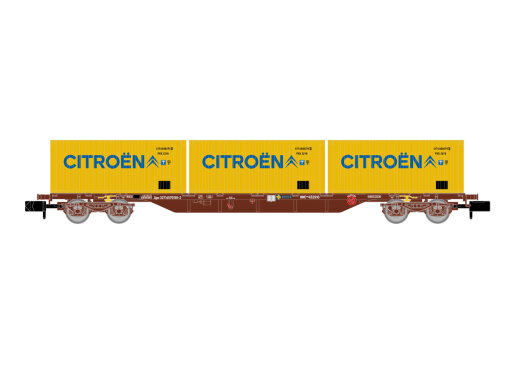 Arnold HN6652 - N RENFE, 4-achs. Flachwagen MMC3, beladen mit 3 x 20 Container &bdquo;Citro&euml;n&quot;, Ep. IV