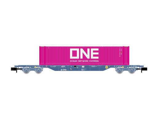 Arnold HN6653 - N VTG, 4-achs. Containerwagen, beladen mit 45 Container &bdquo;ONE&quot;, Ep. VI