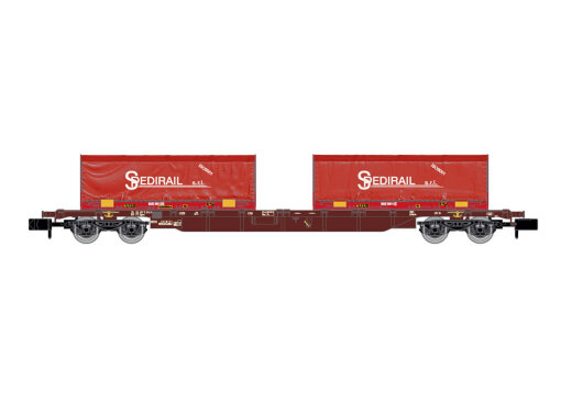 Arnold HN6654 - N FS, 4-achs. Containerwagen Sgnss in brauner Lackierung, beladen mit 2 x 22 Container &bdquo;Spedirail&quot;, Ep. VI