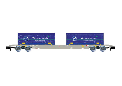 Arnold HN6659 - N 4-achs. Containerwagen, beladen mit 2 x 22 Coil-Container &bdquo;Rheinkraft&quot;, Ep. V-VI