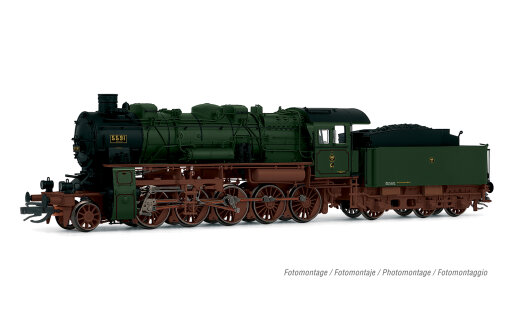Arnold HN9066 - TT P.St.E.V., Dampflokomotive G 12, mit dreidomigem Kessel, in gr&uuml;n/brauner Lackierung, Ep. I