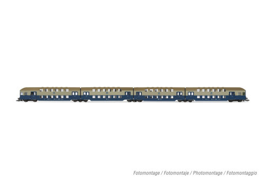 Arnold HN9521 - TT DR, 4-tlg. Doppelstockeinheit ohne Steuerabteil in blau/hellgrauer Lackierung, Ep. IV