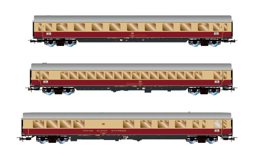 Rivarossi HR4373 - H0 DB, 3-tlg. Set  Reisezugwagen &bdquo;TEE Bavaria&quot; in rot/beiger Lackierung, bestehend aus 1 x Apmz, 1 x Avmz, 1 x ARDm, Ep. IV