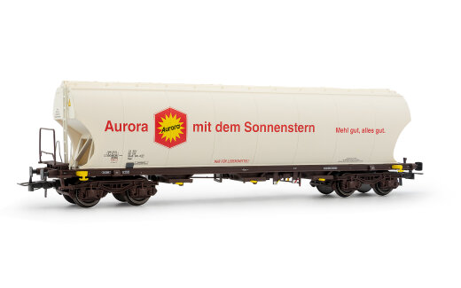 Rivarossi HR6625 - H0 DB, 4-achs. Schwenkdachwagen mit gew&ouml;lbten Silow&auml;nden f&uuml;r den Getreidetransport, &bdquo;Aurora&quot;, Ep. V