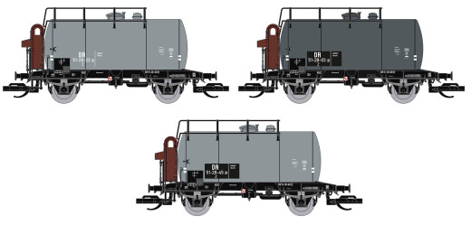 Saxonia 120112 - TT 3er Set Kesselwg. Deutz mit Bremserhaus, grau, DR Ep.III