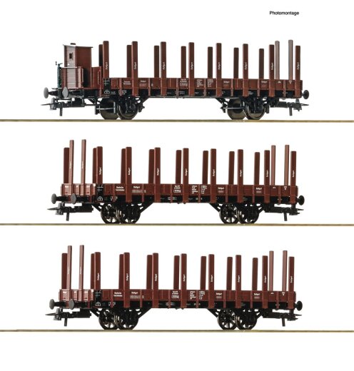Roco 6600041 - 3-tlg. Set: Rungenwagen, DRG DC