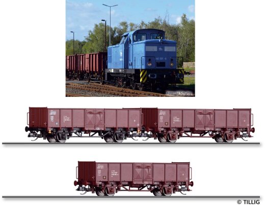 Tillig 01091 - TT G&uuml;terzugset der Eisenbahn-Bau- und Betriebsgesellschaft Pressnitztalbahn mbH (PRESS) Ep.VI