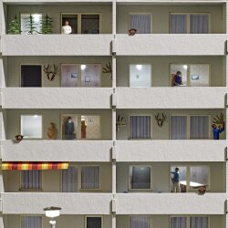 Busch 1990 - H0      3er Set Wohnungen f&uuml;r WBS 70