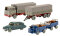 Brekina PMS 243851 - H0 Set Wiking-Verkehrs-Modelle 95 Elektrokarre mit Anh&auml;nger, 2x Koffer-Set, MB 1620 Stahlpritschen-H&auml;ngerzug und Tatra 87