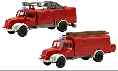 Brekina PMS 251265 - H0 Set Edition Deutsche Bundesbahn Nr. 5 Magirus S 3500 R&uuml;stwagen und Spritzenwagen Bahnfeuerwehr