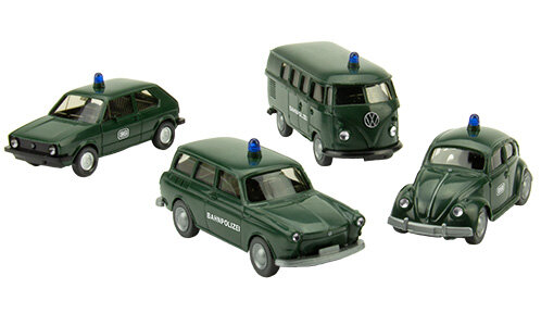 Brekina PMS 252854 - H0 Set Edition Deutsche Bundesbahn Nr. 10 VW 1600 Variant, K&auml;fer, Golf I und T1 Bus