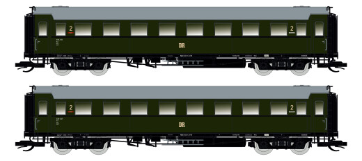Saxonia 120183 -!!!Werksseitig Ausverkauft!!!TT 2er Set Personenwagen C4&Uuml; Sa 07 m. Beleuchtung, DR Ep.III